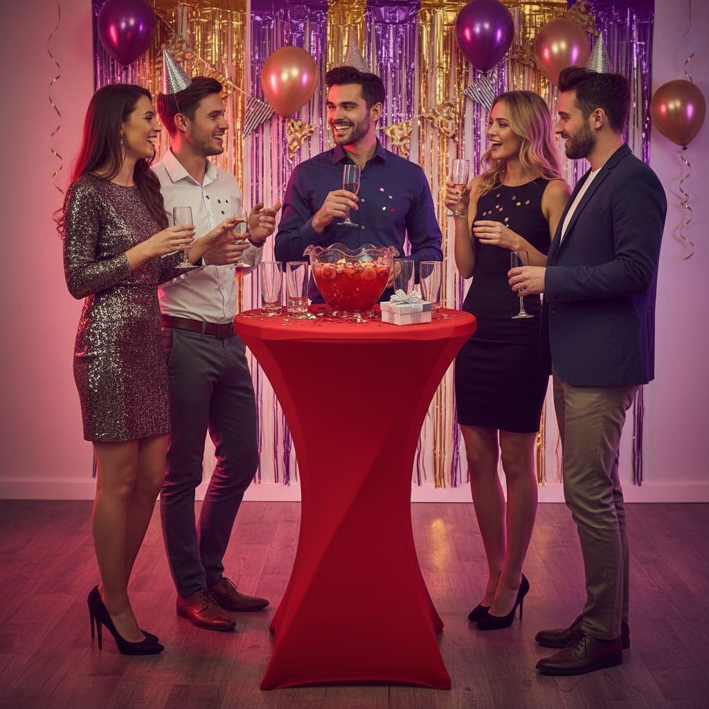 iEventStar 2 Packs 32" Highboy Fall Cocktail Table Cover Round Stretch Spandex Fitted High Top Square Corners Tablecloth Orange