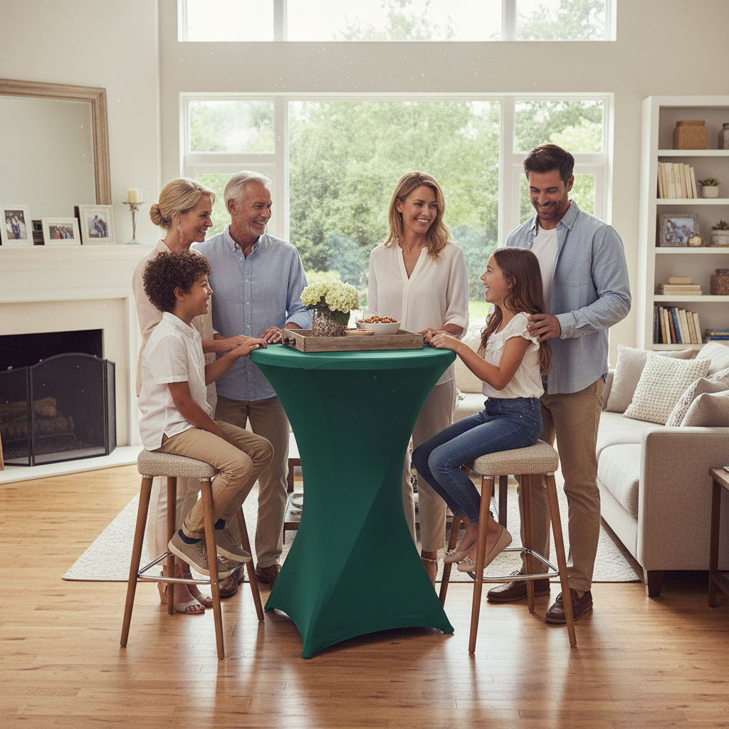 iEventStar 2 Packs 32" Highboy Fall Cocktail Table Cover Round Stretch Spandex Fitted High Top Square Corners Tablecloth Orange