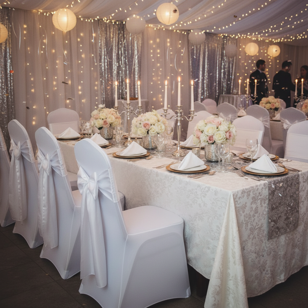 iEventStar Satin Chair Sashes Chair Bow Bows Tie Back Red Christmas New Year Wedding Banquet Party Decoration