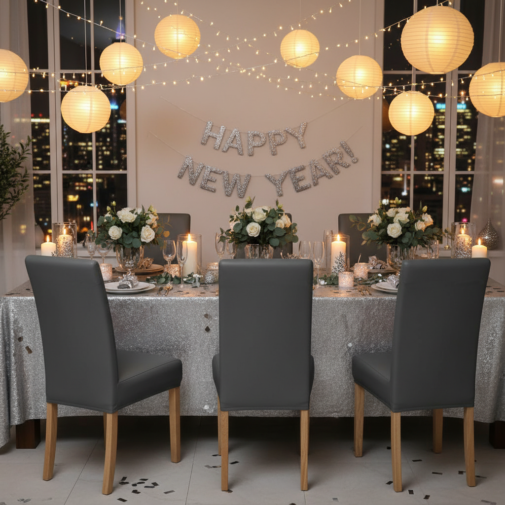 iEventStar PU Faux Leather Waterproof Stretch Dining Chair Cover Chair Protector Slipcovers Covers