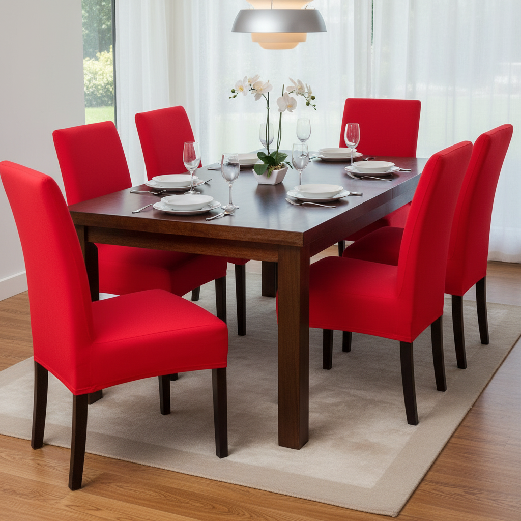 iEventStar Spandex Stretch Washable Dining Room Christmas Chair Cover Red Chairs Protector Seat Slipcovers for All Seasons