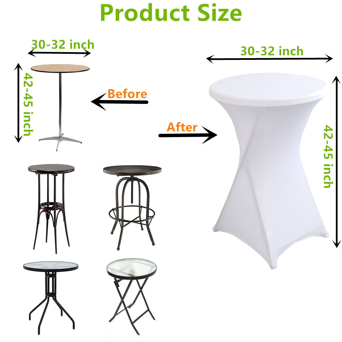 iEventStar 32'' Xmas Highboy Cocktail Round Stretch Spandex Fitted Table Cover Christmas Green High Top Square Corners Tablecloth Red