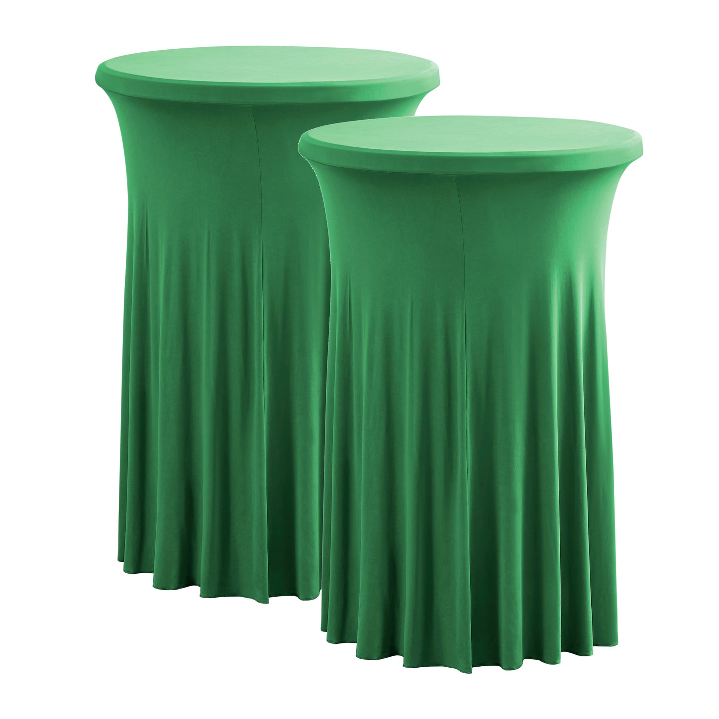 iEventStar 2Pcs 32" Xmas Highboy Cocktail Round Stretch Spandex Table Cover Hunter Green Christmas Table Skirt High Top Tablecloth