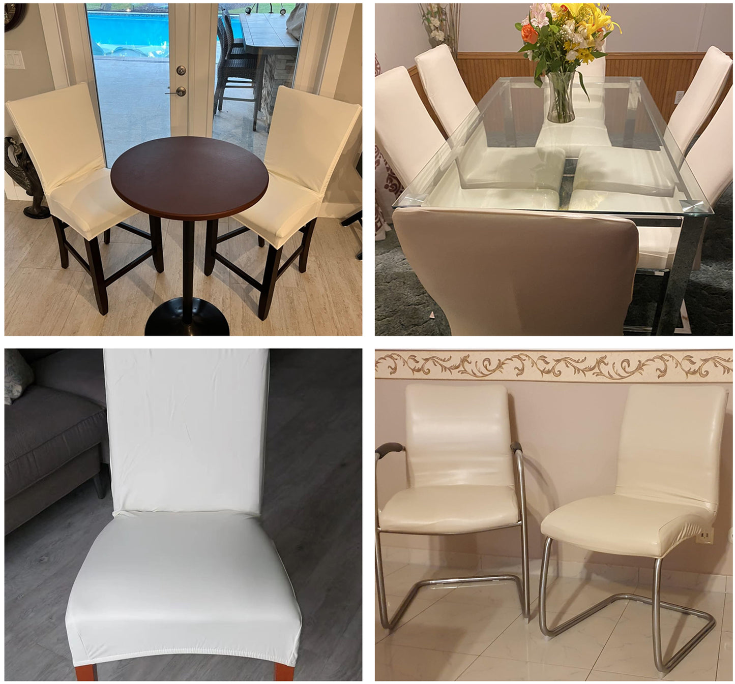 iEventStar PU Faux Leather Waterproof Stretch Dining Chair Cover Chair Protector Slipcovers Covers