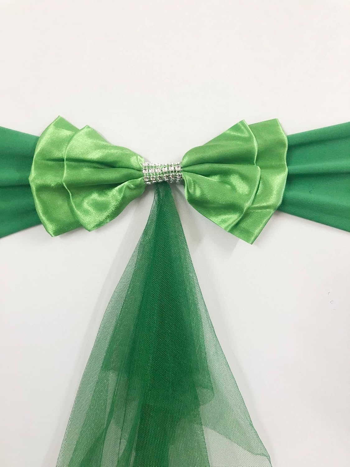 10pcs Ready to Use White Sashes Spandex Stretch Chair Band with Double Satin Bows & Sashes Chair Sashes Bow for Beach Wedding Party Decoration