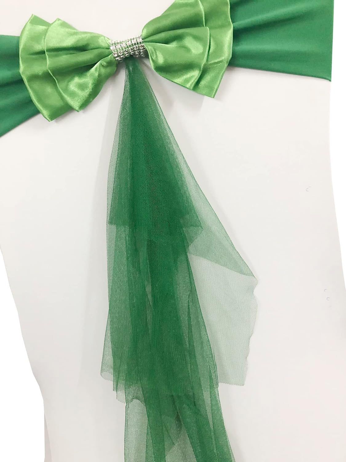 10pcs Ready to Use White Sashes Spandex Stretch Chair Band with Double Satin Bows & Sashes Chair Sashes Bow for Beach Wedding Party Decoration