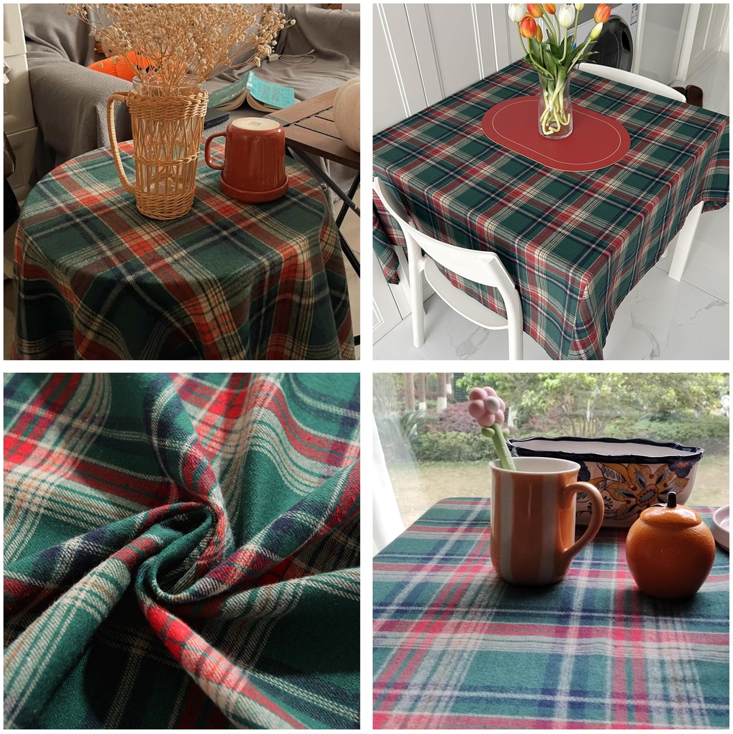 iEventStar Christmas Tablecloth Table Cloths Red Plaid Checkered Green Xmas Winter Holiday Dining Table Decoration