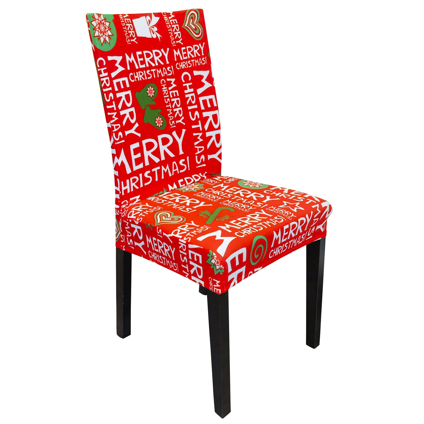 iEventStar 4 Pcs Christmas Xmas Spandex Stretch Washable Dining Room Chair Cover Protector Seat Slipcovers