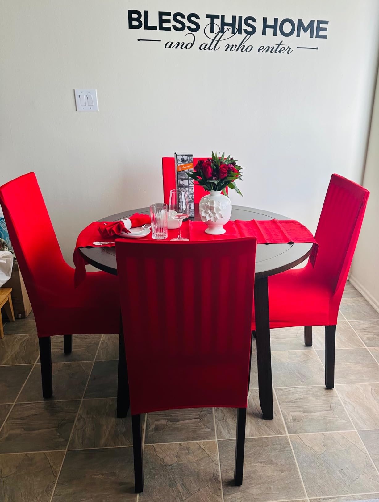 iEventStar Spandex Stretch Washable Dining Room Christmas Chair Cover Red Chairs Protector Seat Slipcovers for All Seasons