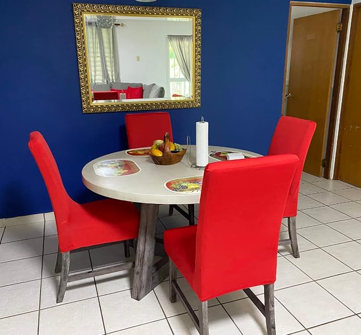 iEventStar Spandex Stretch Washable Dining Room Christmas Chair Cover Red Chairs Protector Seat Slipcovers for All Seasons